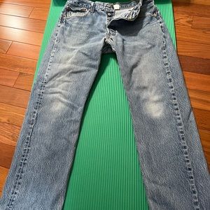 Men’s Levi’s 501 34x 30 blue denim button fly straight leg jeans
